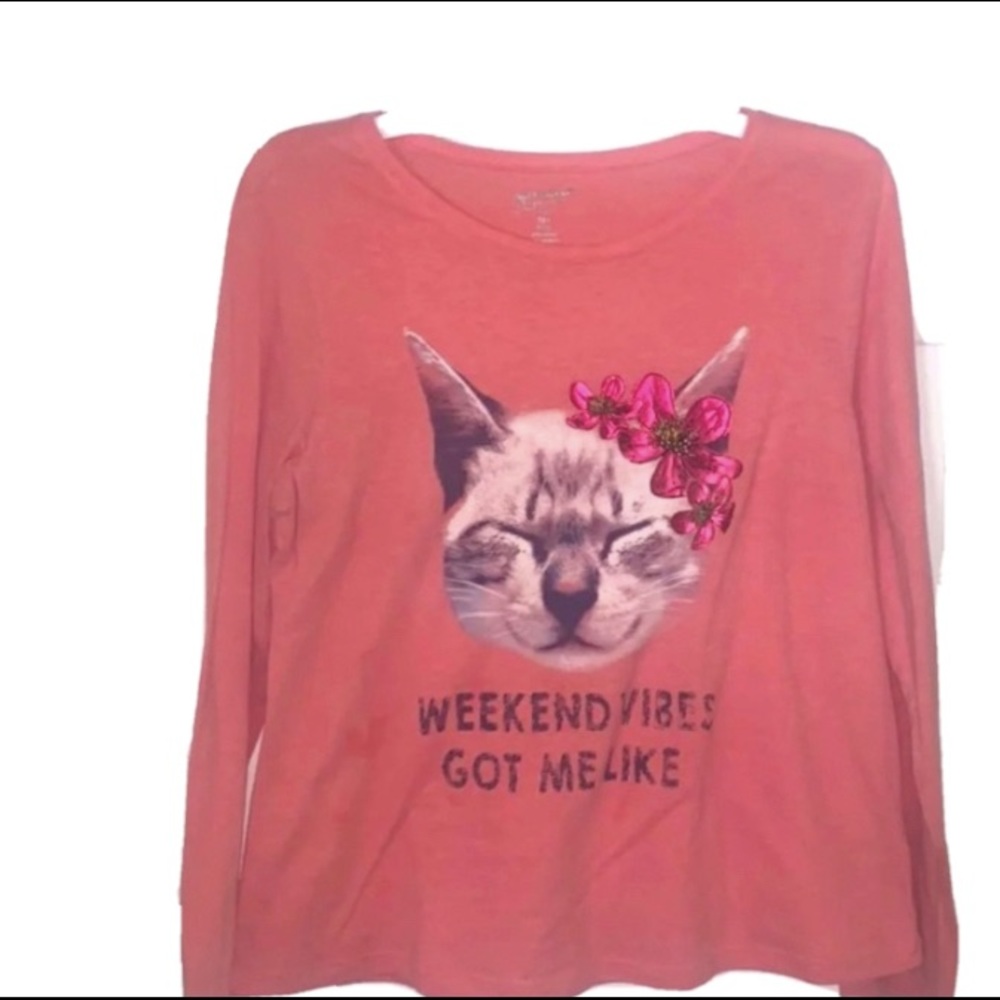 Girls Arizona Jean Co. 2XL Pink Gaphic Cat Shirt